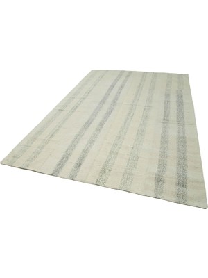 Vera Concept Store 211X326 cm Kırk Yama Beyaz Patchwork Pamuklu Yün El Dokuma Modern Geometrik Etnik Eskitme Desenli Boho Oturma Odası Salon Yolluk Koridor Mutfak Halısı