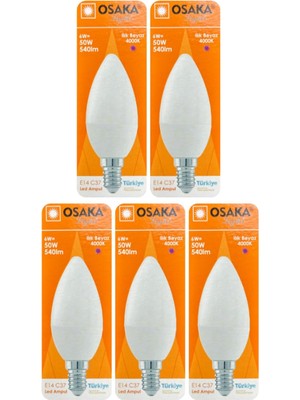 Vera Concept Store 6W (50W) Günışığı (4000K) E14 Duylu LED Mum Ampul, 5 Adet