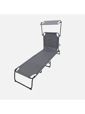 Vera Concept Store Evinizin Atölyesi Katlanabilir Plaj Sahil Deniz Şezlong Gölgelikli Katlanır Metal Şezlong Bahçe Balkon Havuz Şezlong