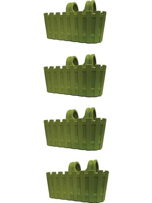 Vera Concept Store Akasya Balkon Saksı Kolay Askı 30 cm 3 Lt 4 Adet (Yeşil)