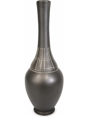 Vera Concept Store Seramik Dekoratif Vazo, Ince Boyunlu Şık Tasarım, Modern Avrupa Tarzı, Gümüş Gri, 31 Cm, Masa Üstü Çiçeklik