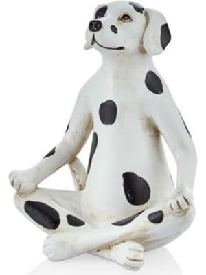 Vera Concept Store Dalmaçyalı Yoga Köpek Heykeli, Beyaz, Polyresin, 15 Cm, Lotus Pozisyonu, Meditasyon Temalı Dekoratif Biblo