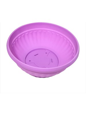 Vera Concept Store Büyük Geniş Mor Lila 33 cm Çapında Yuvarlak 10 cm Derin Tahliye Delikli Tabaklı Salon Balkon Aranjman Saksısı Iç Dış Mekan