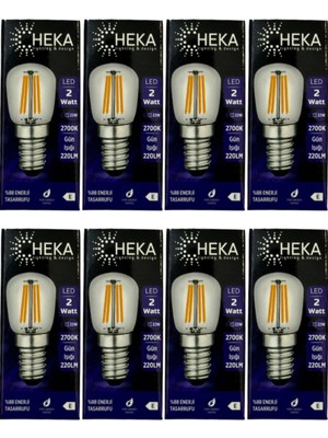 Vera Concept Store LED Ampul, 2W (22W), 2700K Sarı Işık, E14 Duylu, Rustik, 8 Adet