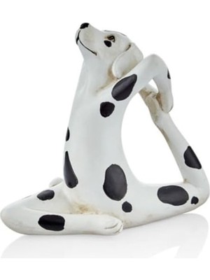 Vera Concept Store Dalmaçyalı Yoga Köpek Polyresin Heykel, Beyaz, 17X8,5X15,5 Cm, Ev ve Ofis Dekorasyonu Için Biblo