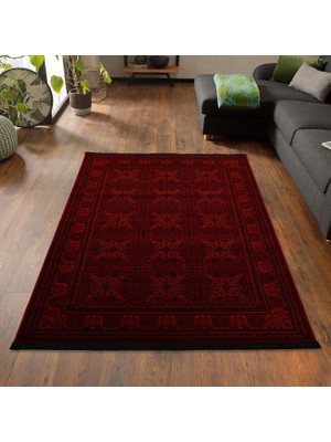 Vera Concept Store Afgan Türkmen Otantik Desenli Dokuma Kırmızı Oturma Odası Salon Mutfak Halısı 7143H