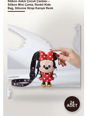 Yenilig 24 Adet Silikon Askılı Çocuk Çantası – Silikon Mini Çanta, Renkli Kids Bag, Silicone Strap Karışık Renk