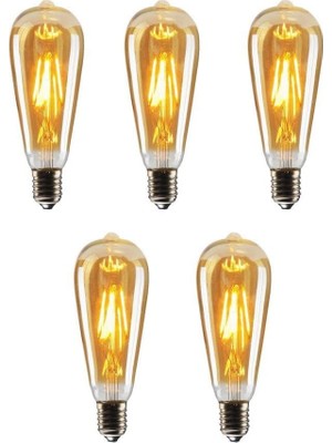 Vera Concept Store 4W Dim Rustik LED Ampul Sarı Işık Armut Edison Ampul 5 Adet