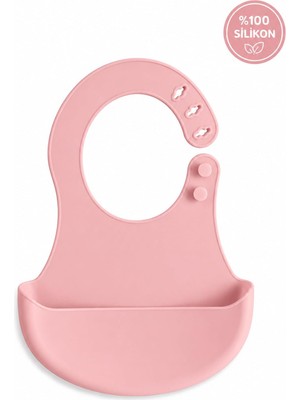 Vera Concept Store Bpa İÇERMEYEN%100 Silikon Bebek Mama Önlüğü Kaydırmaz Cepli Bebek Önlüğü Pembe