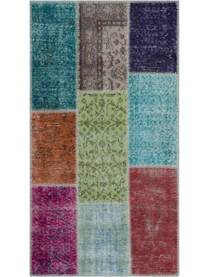 Vera Concept Store 80X150 cm Iskece Bej Patchwork Yün El Dokuma Modern Geometrik Etnik Eskitme Desenli Boho Oturma Odası Salon Yolluk Koridor Mutfak Halısı