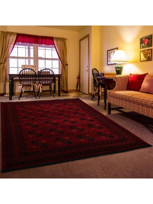 Vera Concept Store Afgan Türkmen Otantik Desenli Bordo Oturma Odası Salon Mutfak Halısı 2892A_ZS74