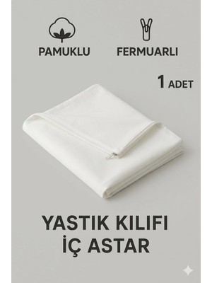 Vera Concept Store Pamuklu 1'li Fermuarlı Iç Yastık Kılıfı Beyaz Renkli Iç Astar Yastık Iç Kılıfı 50X 70 Şilte