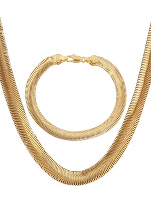 Vera Concept Store 7 Mm. Snake Yılan Örme Kadın Zincir Kolye Bileklik EG94