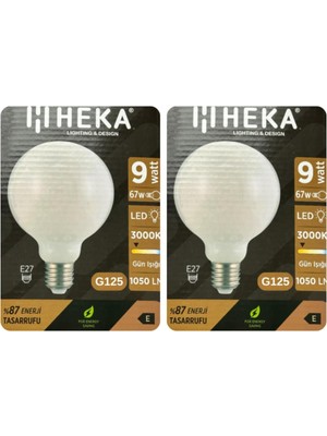 Vera Concept Store LED Ampul, 9W (67W), 3000K Sarı Işık, E27 Duy, G125 Glop, 2 Adet