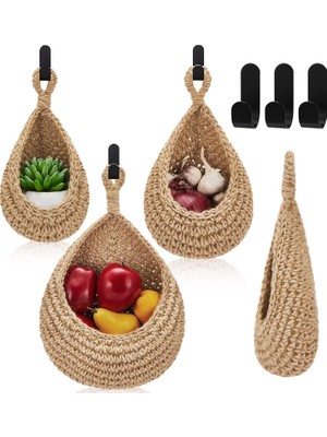 Vera Concept Store Asma Duvar Sepeti, Gözyaşı Sepeti, Soğan Mantosu, Bohem Depolama Meyve Kancaları, Mutfak, Ev, Restoran, Sarımsak Sebze Saksıları Için, 3 Farklı Boyut