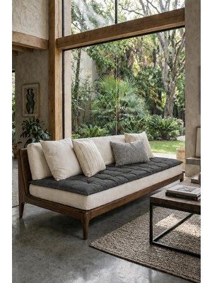 Vera Concept Store Keten Koltuk Şiltesi 5 cm Dolgulu | Koltuk Pedi, Balkon ve Sedir Için (Antrasit, 180X70)