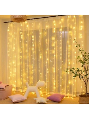 Vera Concept Store 3x2 Metre Fişli 216 LED Saçak Işık Zinciri – Dekoratif Yılbaşı Aydınlatması, Ev, Salon, Balkon ve Perde Süslemeleri Için Sıcak Işık Zinciri, Parti ve