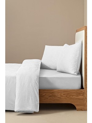 Vera Concept Store Yüzde Yüz Pamuk Saten Nevresim Seti 200X220 cm Beyaz - Plume Serisi