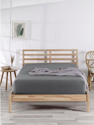 Vera Concept Store The Berb |%100 Pamuklu | Tek/çift Kişilik Lastikli Penye Çarşaf | Fitted Jersey (Gri, 200X200)
