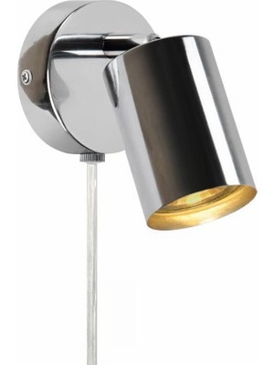 Vera Concept Store Metal Mafsallı Krom Spot Armatür Aplik Kablolu Fişli Beyaz LED Ampullü