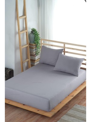 Vera Concept Store Lastikli Çarşaf TAKIMI%100 Pamuk (Yastık Kılıflı) (Gri, 120 x 200)