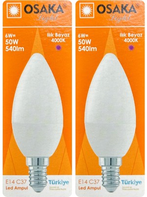 Vera Concept Store 6W (50W) Günışığı 4000K E14 LED Mum Ampul, 2 Adet