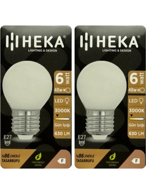 Vera Concept Store LED Ampul, 6W (48W), 3000K Sarı Işık, E27 Duylu, G45, 2 Adet