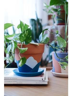 Vera Concept Store Terracotta Saksı Mavi 16X18CM + Tabak