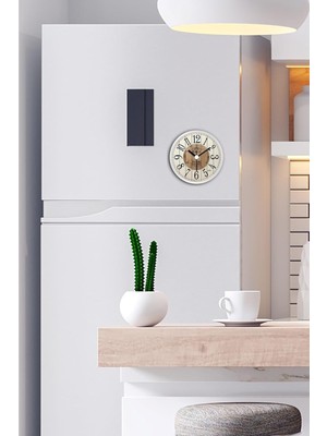Vera Concept Store Kiely Mıknatıslı Beyaz/kahve Buzdolabı Saati 11 cm Bds-Y MYK2047-3