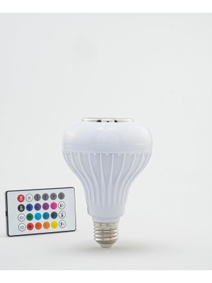 Vera Concept Store Rgb+W LED Ampul, 9W Renk Değiştirme Özellikli, E27 Duylu, Bluetooth Hoparlörlü, Uzaktan Kumandalı Dekoratif Aydınlatma Ampulü, Tek Paket, Çok Renkli L