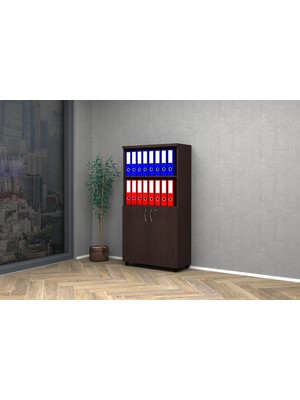 Vera Concept Store Yarım Kapak Ofis Dosya Dolabı 80X35X150 (Wenge)