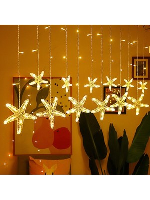 Vera Concept Store 3 Metre Fişli LED Işık 10'lu Deniz Yıldızı Işık Zinciri Dekoratif Fişli Aydınlatma Ev Dekorasyonu Süsleme Salon Oda Merdiven Balkon Için Yılbaşı Eğlen