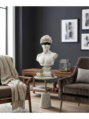 Vera Concept Store Modern Dekoratif Biblo – Beyaz Siyah Detaylı David/davut Heykeli, Salon Konsol & Sehpa Üstü Şık Ev Dekorasyonu, Lüks Ofis Aksesuarı