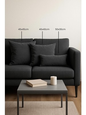 Vera Concept Store Fabric Design Kadife Serisi Kırlent, Yastık Kılıfı (Antrasit, 40 x 40)