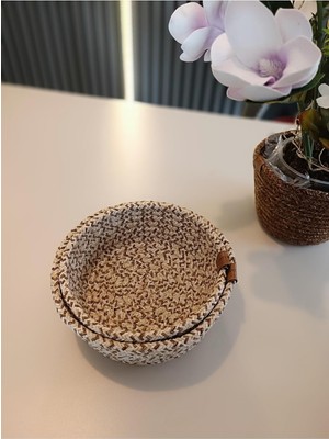 Vera Concept Store 2'li Dekoratif ve Çok Amaçlı Organizer Örgü Kordon Sepet Seti Sarı 20 x 8