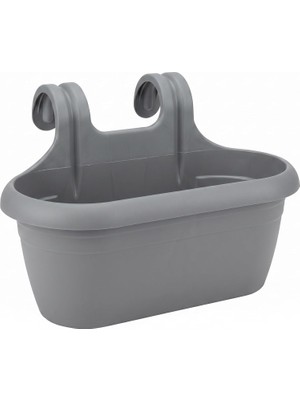 Vera Concept Store Hera Balkon Saksısı Askılı Drenaj Izgaralı Denge Aparatlı Plastik Saksı (1 Adet, Gri)