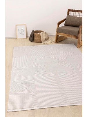 Vera Concept Store Farahan Beyaz Geometrik Tozumaz Salon Koridor Balkon Teras Bahçe Oturma Odası Halısı A0861A, 120 x 180