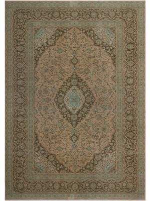 Vera Concept Store 246X345 cm Epir Bej Vintage Yün El Dokuma Modern Geometrik Etnik Eskitme Desenli Boho Oturma Odası Salon Yolluk Koridor Mutfak Halısı