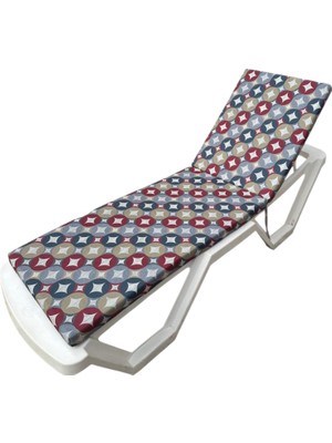 Vera Concept Store Lacivert Bordo Renkli Geometrik Desenli Su ve Leke Itici Kumaş Fermuarlı Bağcıklı Yıkanabilir Kılıf Bahçe Havuz Plaj Şezlong Minderi