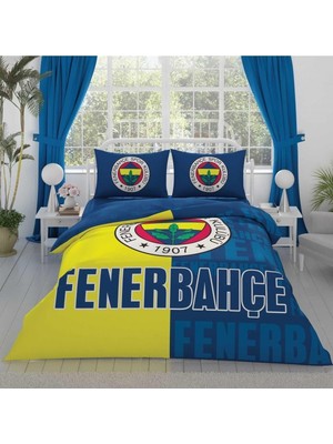 Vera Concept Store Taç Fbparçalılogoçift Fenerbahçe Parçalı Logo Pamuk Çift Kişilik Nevresim TAKIMI,200 x 220 Lacivert