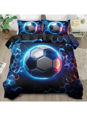Vera Concept Store King Size Nevresim Takımı, Mavi Futbol Topu Nevresim Takımı, Fermuarlı Kapamalı Yatak Seti, Aldults Çocuklar Için Yumuşak Hipoalerjenik Mikrofiber Yor
