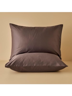 Vera Concept Store %100 Pamuk Saten Supreme 2'li Yastık Kılıfı, Kahverengi, 50 x 70