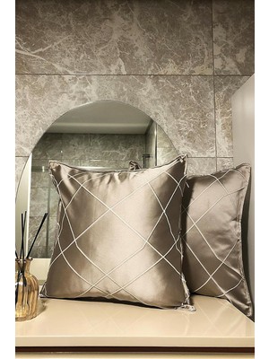 Vera Concept Store Kırlent Kılıfı Jakarlı Dekoratif 2'li 45X45 cm Kahve