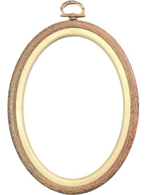 Vera Concept Store Nurge Şenel Yün Nurge Ahşap Görünümlü Plastik Oval Pano Kasnak No: 2 Çap: 11,5 * 15 cm Kalınlık 10 mm