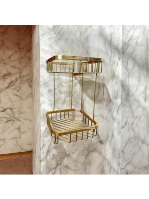 Vera Concept Store Mat Gold Şampuanlık Banyo Askılık Paslanmaz Mat Gold Köşelik