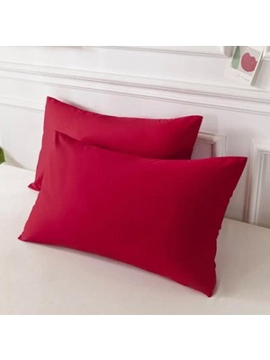 Vera Concept Store Bordo Renkli Pamuklu Kumaştan Kapaklı Yastık Kılıfı (2 Adet) 50 x 70 cm Bordo Tek Ebat 50 x 70