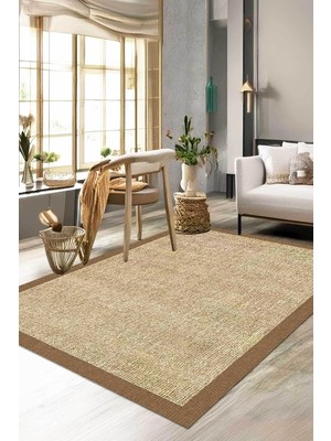 Vera Concept Store Dijital Kaymaz Yıkanabilir Sisal Görünümlü Salon Halısı Mutfak Halısı Yolluk Balkon Halısı Ev Dekor,kahverengi 200 x 400