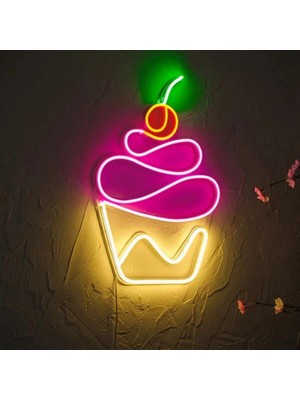 Vera Concept Store Cupcake Neon Duvar Lambası, LED Işıklı Dekoratif Tablo