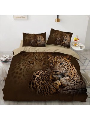 Vera Concept Store King Size Nevresim Takımı Kahverengi Leopar Baskılı Fermuarlı Nevresim Takımı Aldults Çocuklar Için Yatak Seti Yumuşak Hipoalerjenik Mikrofiber Yorgan