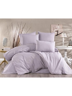 Vera Concept Store Vionetta Ranforce% 100 Pamuk Açık Gri Düz Renk 4 Yastıklı Çift Kişilik Nevresim Takımı